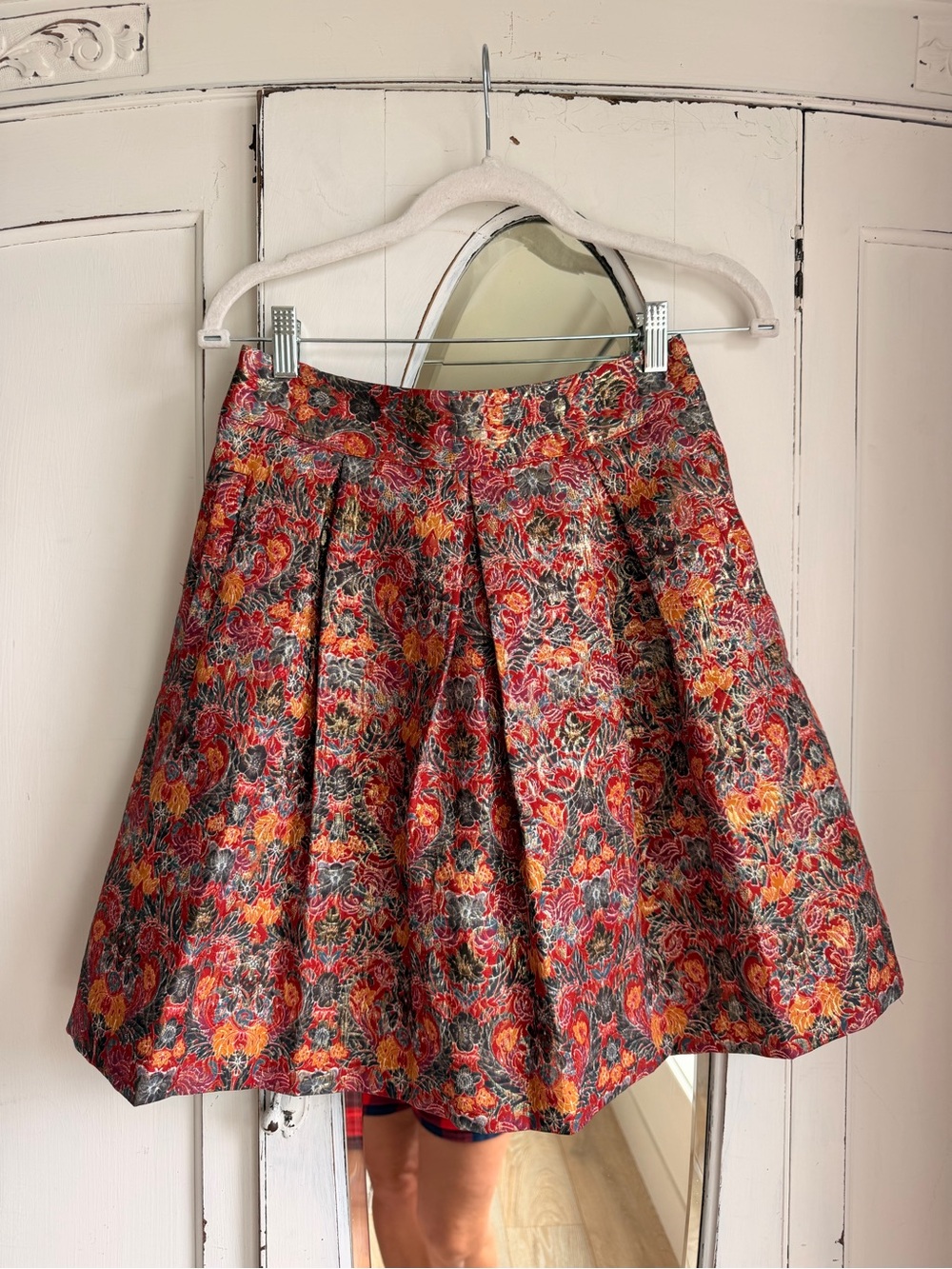 Maeve Floral Pleated A-Line Skirt in Multi-Color